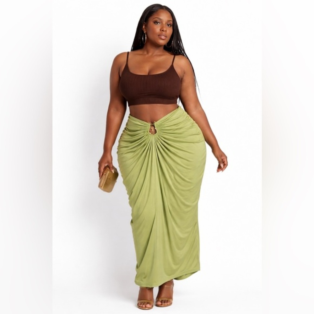 Elegant Green Maxi Skirt Micas 2XL mc6